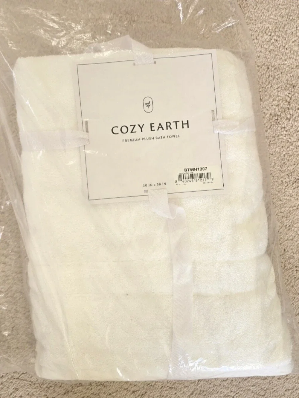 Cozy Earth Premium Plush Bath Towel White New